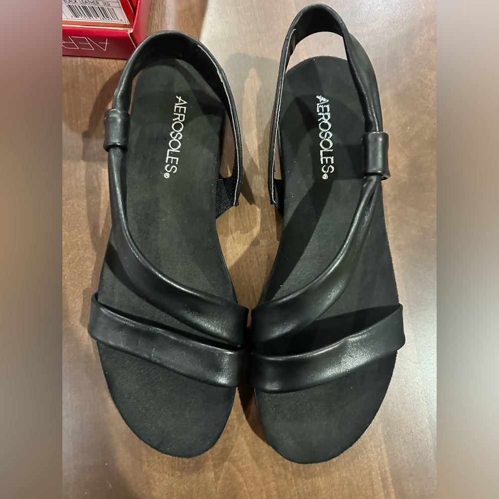 AEROSOLES Black Slingback Sandals